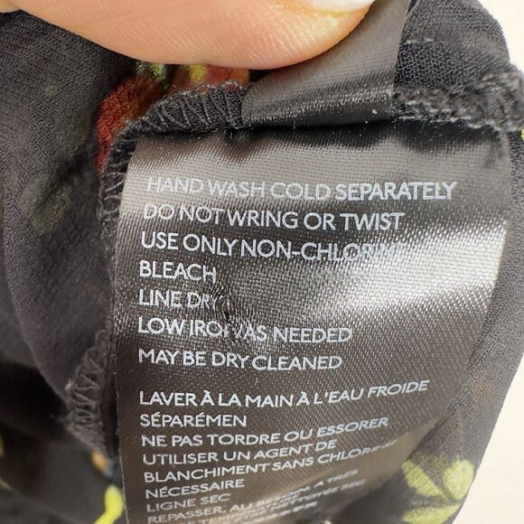 Anthropologie Jamison Tunic Top Small Black Floral Ruffle Semi Sheer Boho - Picture 8 of 12